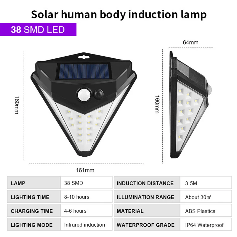 

Newly Waterproof 38 LED Solar Landscape Courtyard Wall Street Light Outdoor Motion Sensor Garden Lamp