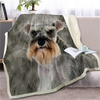 cloocl schnauzer blankets 3d graphic animals dogs double layar blanket pets printed plush quilt office nap car blanket
