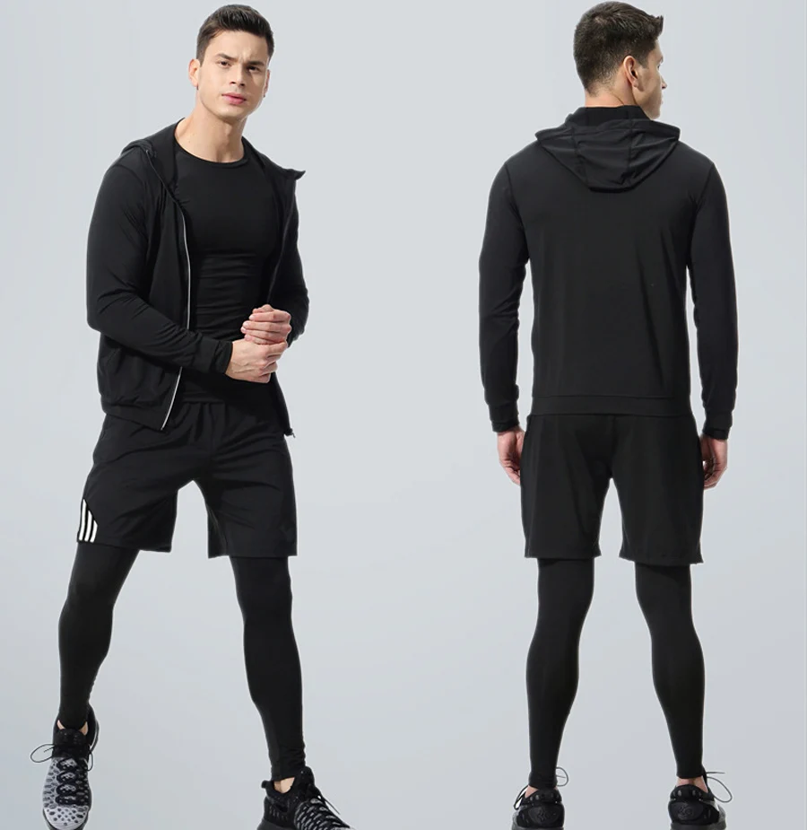 

2021 New Men's Sports Running Jogging Clothes Men's Thickened Warm Clothing Quick-Drying Clothes Thickened Warm Sportswear