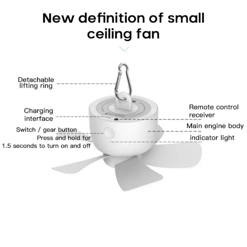 

4000/8000mAh USB student dormitory mini ceiling fan is super quiet, rechargeable, adjustable speed, and remote control