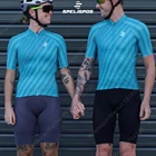 Комплект велосипедной одежды для пар, синяя рубашка для родителей и детей, комплект летней одежды
