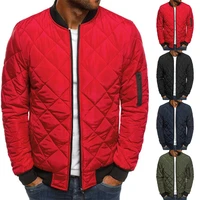 winter warm outwear 1pcs male jacket fashion padded solid color stand neck puffer bomber classic casual men coat zip up tops