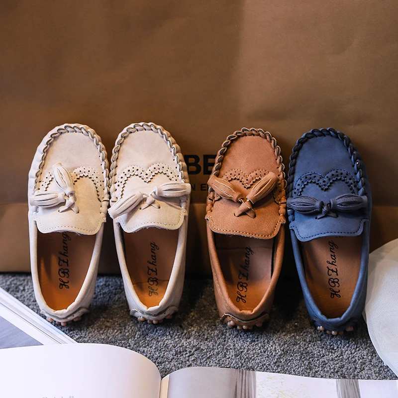 

British Style Baby Boys Slip on Leather Shoes Loafers Light Weight All Match 1-8 Years Old Kids Casual Shoes T21N08LS-24