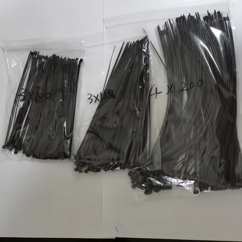 

300pcs Combination Set Self-Locking Plastic Nylon Wire Cable Zip Ties 3(1.9)x100 3(1.9)x150 4(2.6)x200 Black Or White