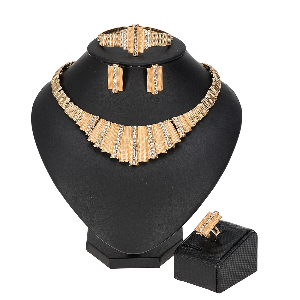 

MUKUN 2021 African Jewelry Sets Dubai Gold color Nigerian Jewelry Sets Wholesale Bridal Bead Wedding Jewelry set Women Costume