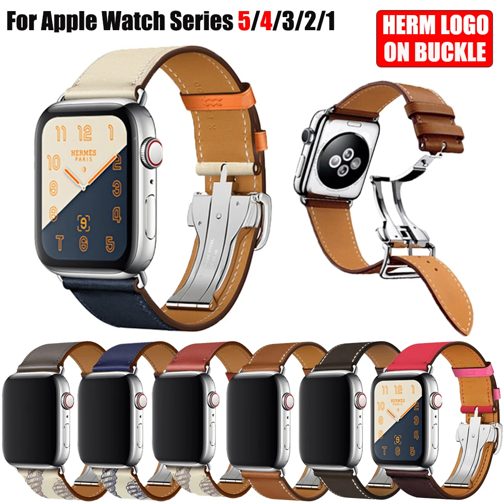 Ремешок из натуральной кожи для Apple Watch Band Series 6 5 4 3 2 1 SE браслет с оригинальным