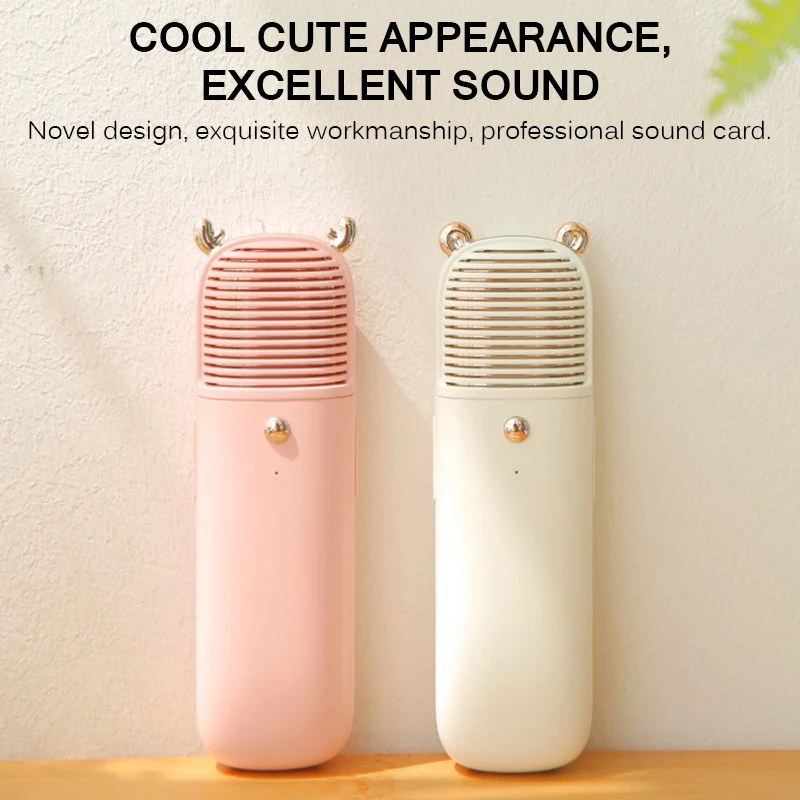 Оригинальный Микрофон розового и белого цветов с 6 режимами смены голоса