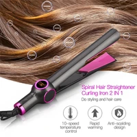 2 in 1 hair straightener and curler curling iron for all hair types tourmaline ceramic twisted flat iron for hair styling