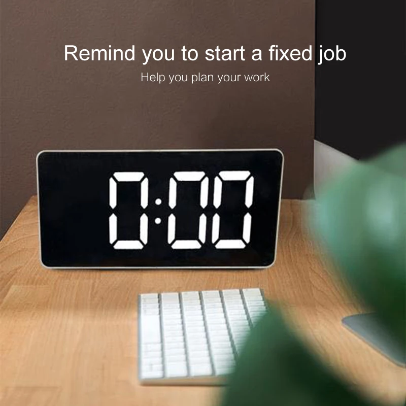 Зеркальные часы-будильник светодиодный цифровой Дисплей электронные время