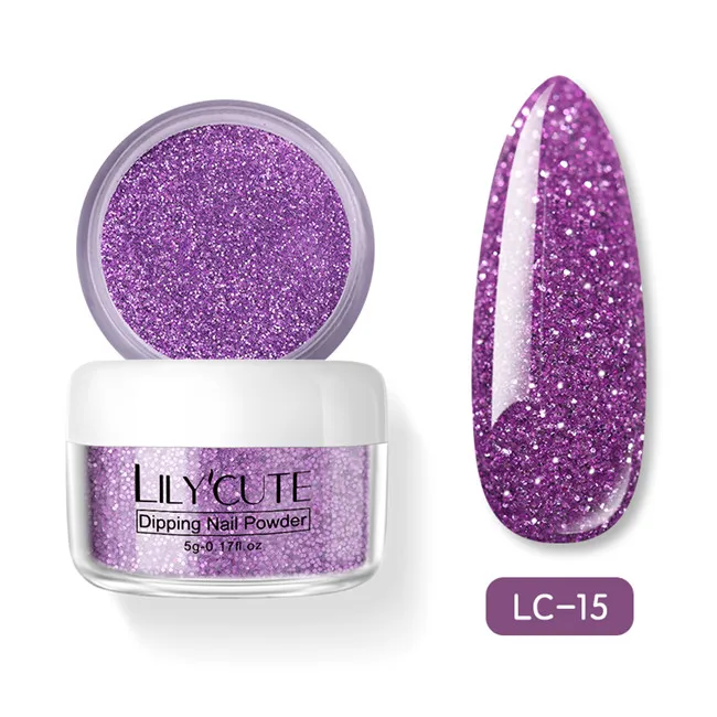 LC 15 LILYCUTE Dipping порошок для ногтей градиентный цвет ногтей Dip порошок для ногтей украшения для ногтей Блеск порошок погружение блестящие украшения - Цвет: LC 15