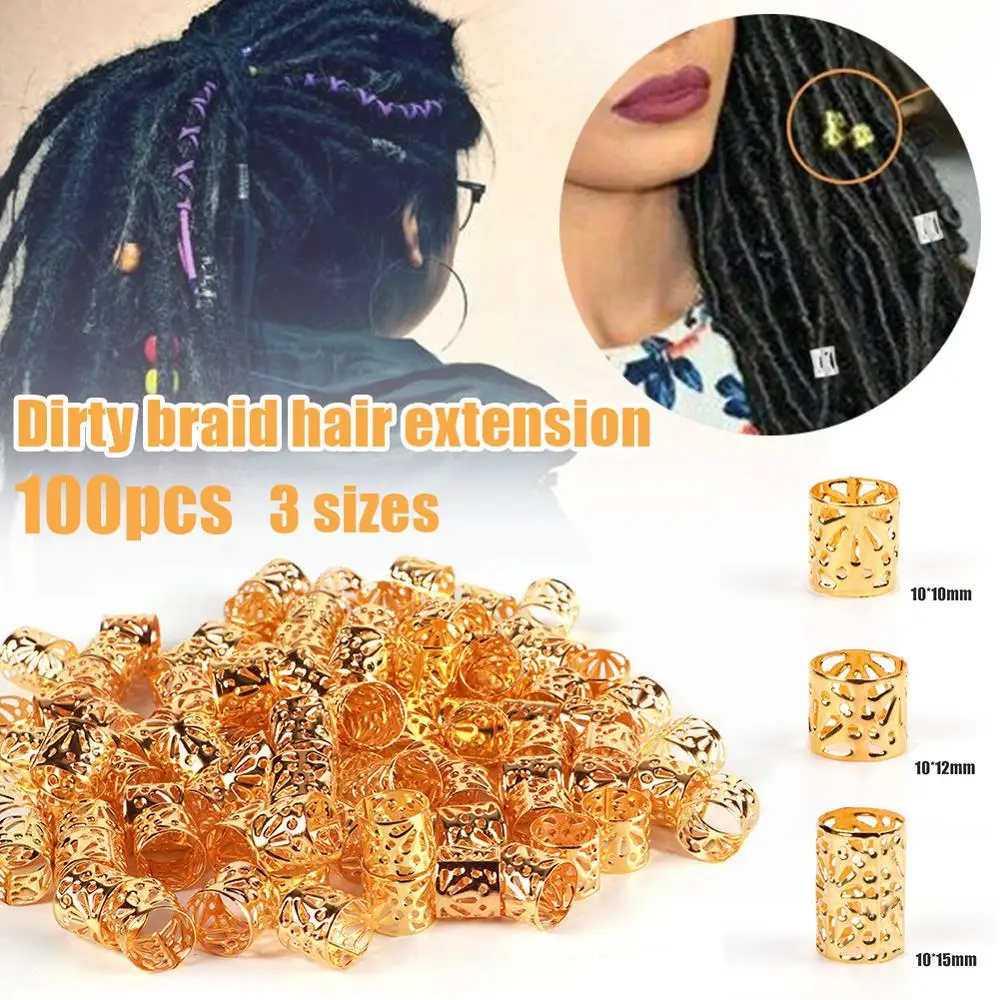 100Pcs/Lot Golden/Silver/Mix Silver Golden Micro Hair rings links Dread Braids Dreadlock Beads Adjustable Accessories | Красота и