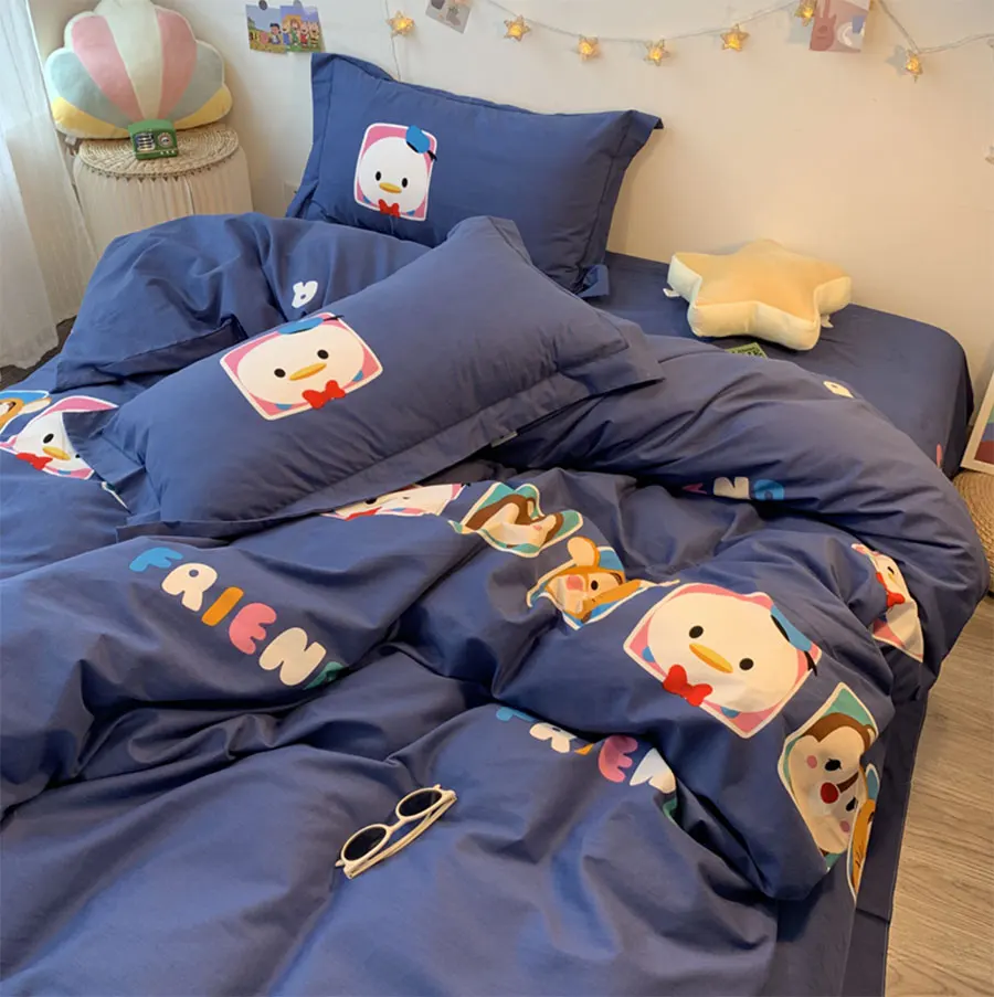 

Cute cartoon bedding set kid child teen,single double cotton twin full queen king home textile flat sheet pillowcase duvet cover