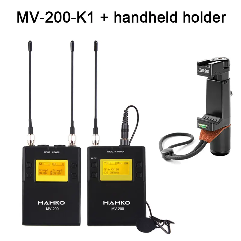 MV-200-K1 holder MAMKOMV-200 UHF беспроводной микрофон система для камеры iphone Смартфон интервью видео петличный нагрудный микрофон для Canon Nikon DSLR - Цвет: MV-200-K1 holder
