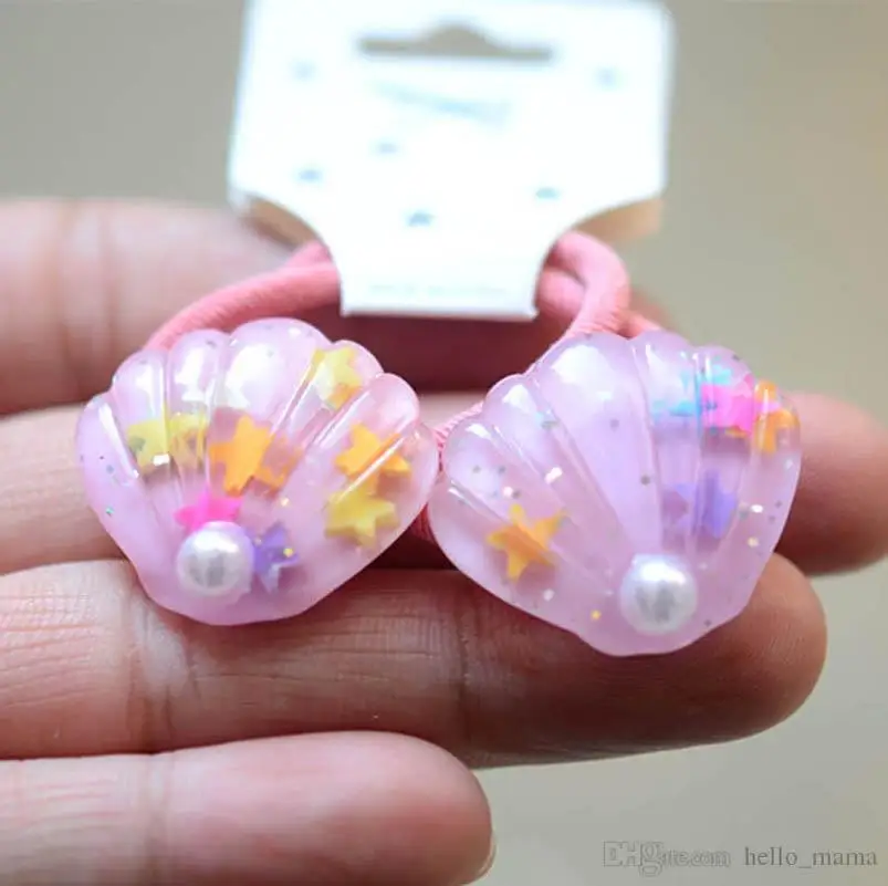 

Cute Girls Scrunchies Baby Hair Scrunchies Cartoon Love Conch Pearl Kids Hairbands Flower Hair Bands Children Hair Accessories