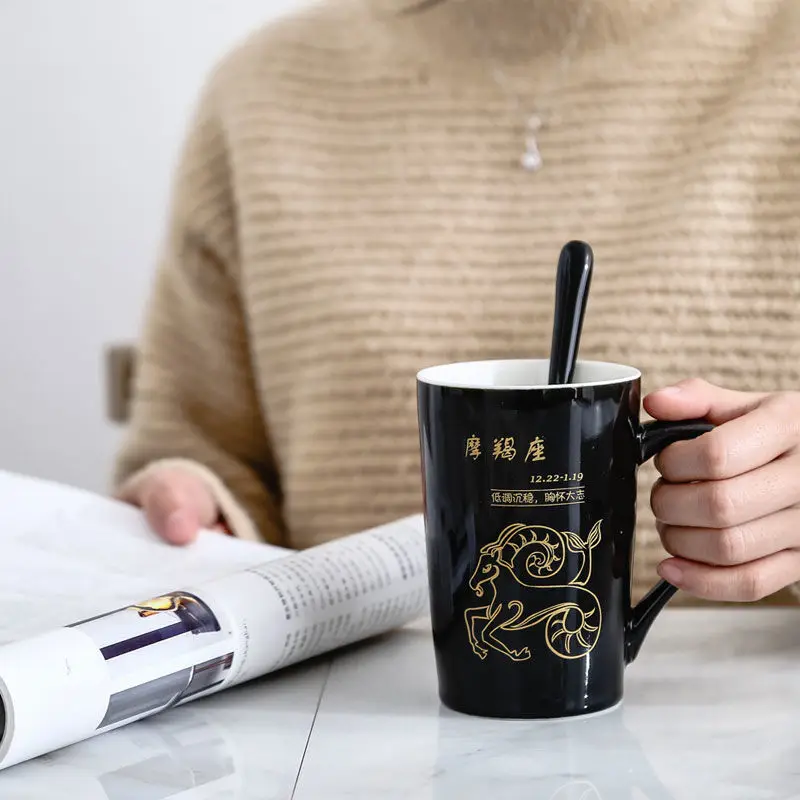 Креативная индивидуальная керамическая кружка с крышкой ложка трендовая парная