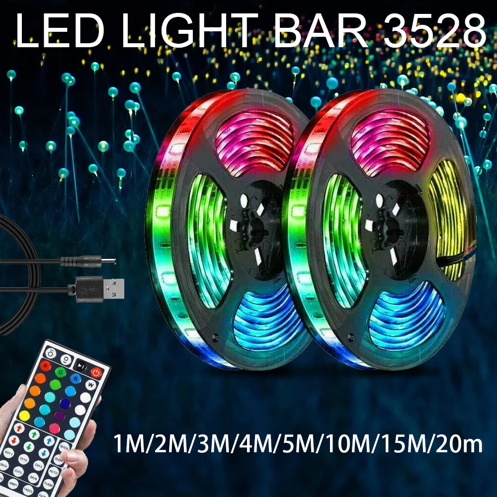 LED Strip Light 3528 SMD Flexible Ribbon Fita Led 1/2/3/4/5/10/15/20m Tape Brighter Have Remote Control | Лампы и освещение