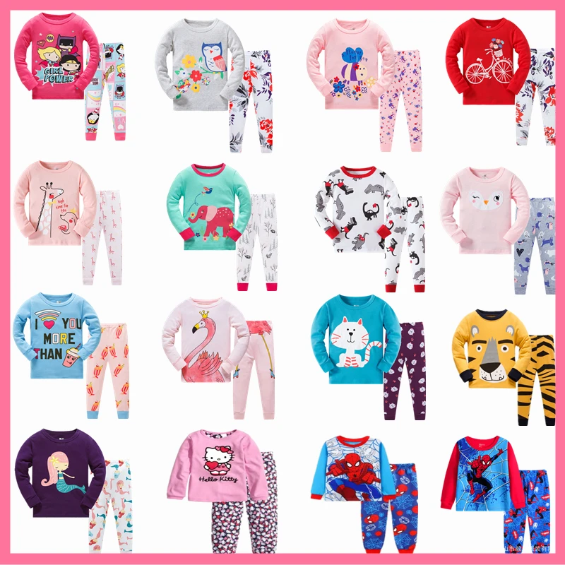 Коллекция года, детская мультяшная Пижама, комплекты одежды Повседневная Блузка с длинными рукавами для девочек+ штаны, комплект из двух предметов, комплекты детской одежды для сна для мальчиков