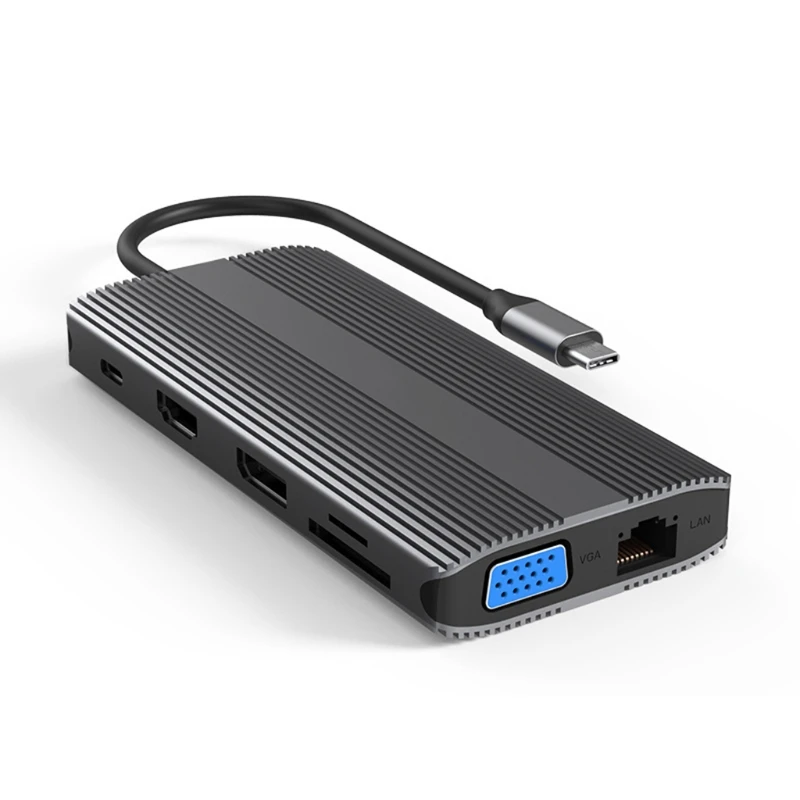 

Blueendless Тип C HDMI-совместимый концентратор/DP/VGA /Ethernet 3 порта USB PD SD/TF/аудио 12 в 1 док-станция для USB ноутбука