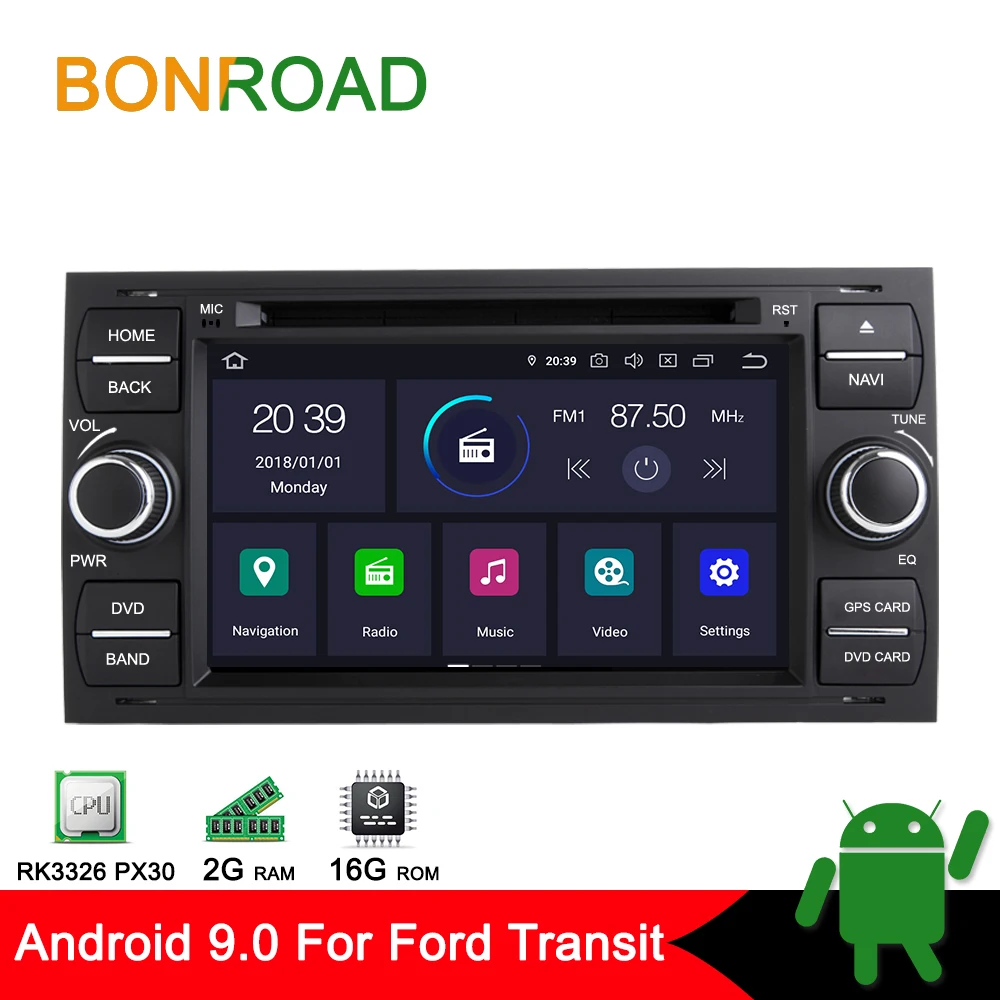 Автомобильный мультимедийный плеер Bonroad 7 дюймов 2 din Android 9 0 ОЗУ Гб для Ford Focus/