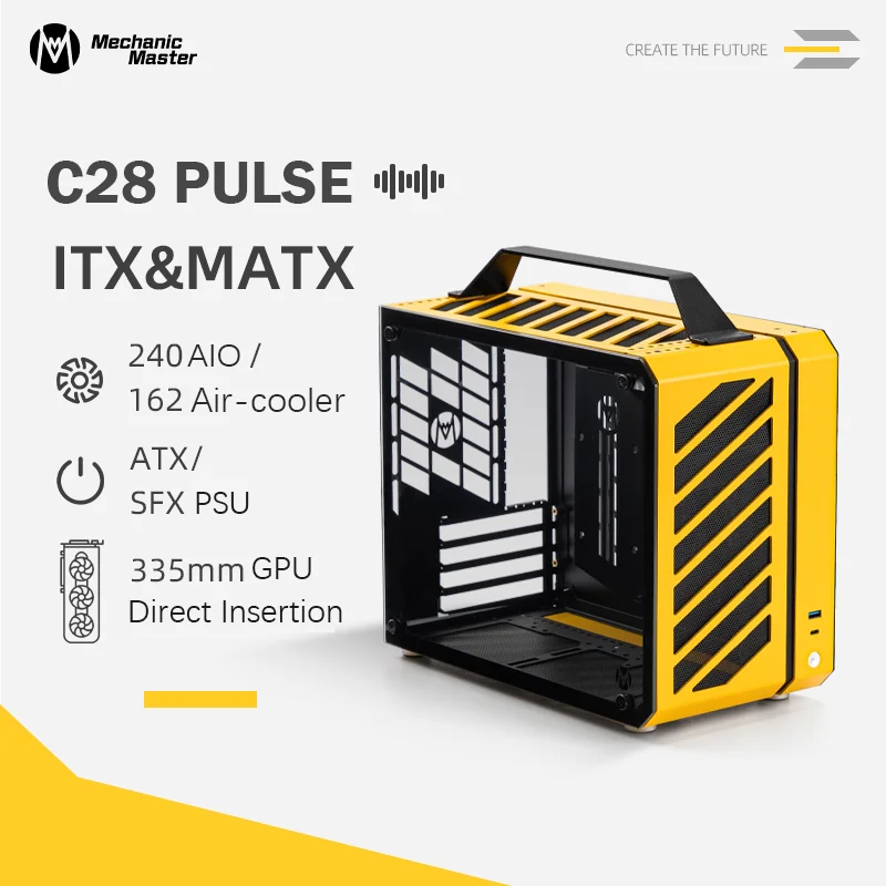 

[Mechanic Master]C28 PULSE ITX/MATX Motherboard/Full Tower/Water-Cooled Portable Computer Case With TemperedGlass