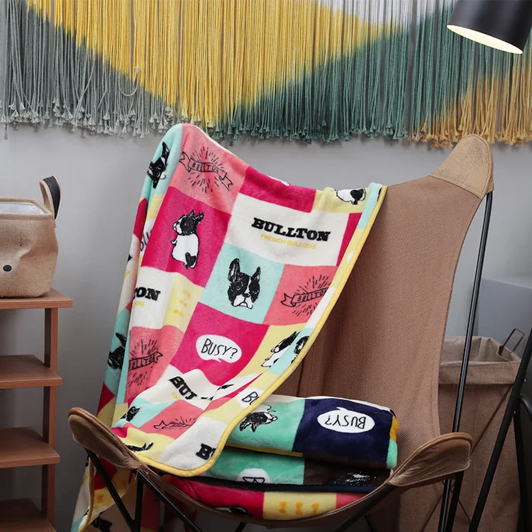 Фланелевое Одеяло с рисунком бульдога для автомобиля офиса кондиционирования