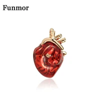 funmor red enamel heart brooches for women and men hospital clinic professional uniform brooch pins team gifts accessories
