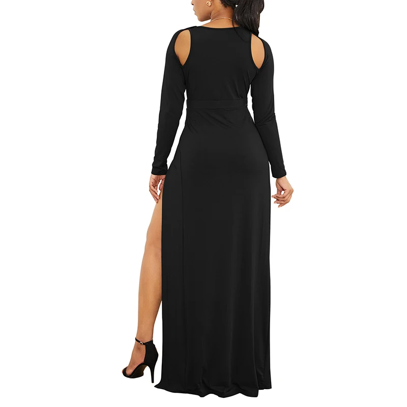 VIIANLES летнее платье-миди без бретелек с высоким разрезом сексуальное черное