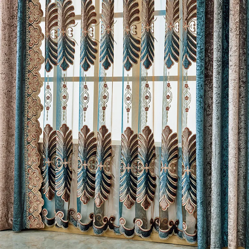 Корейские шторы с градиентным принтом лазерной вышивкой для гостиной столовой