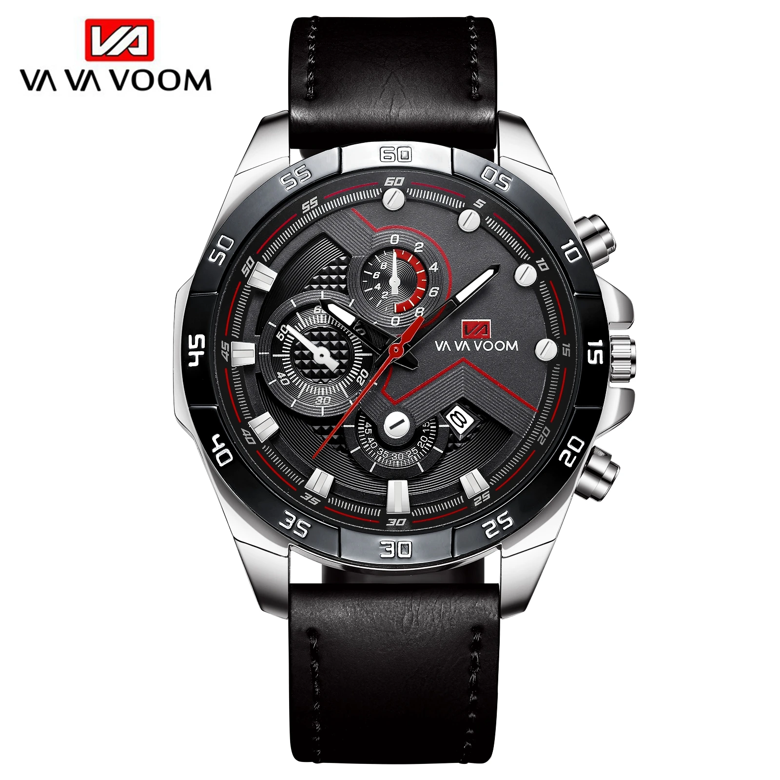 

VAVA VOOM New Mens Watche Top Brand Luxury Military Sport Watch Men Leather Waterproof Clock Quartz Wristwatch Orologio da uomo