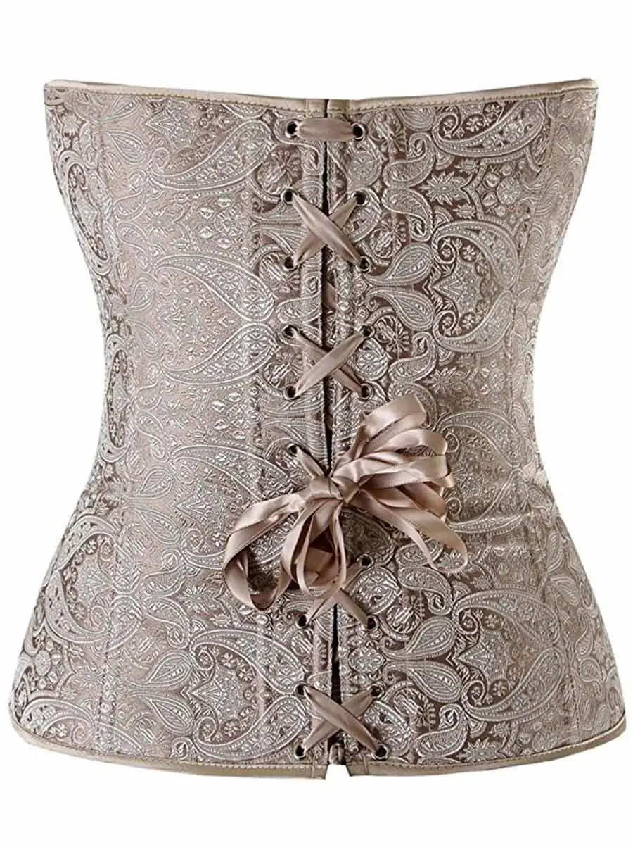 

Bustier Corset Women Vintage Beige Gothic Black Lace Up Steampunk Bandage Tight Body Shaping Sexy Tops Retro Corselet Corsets