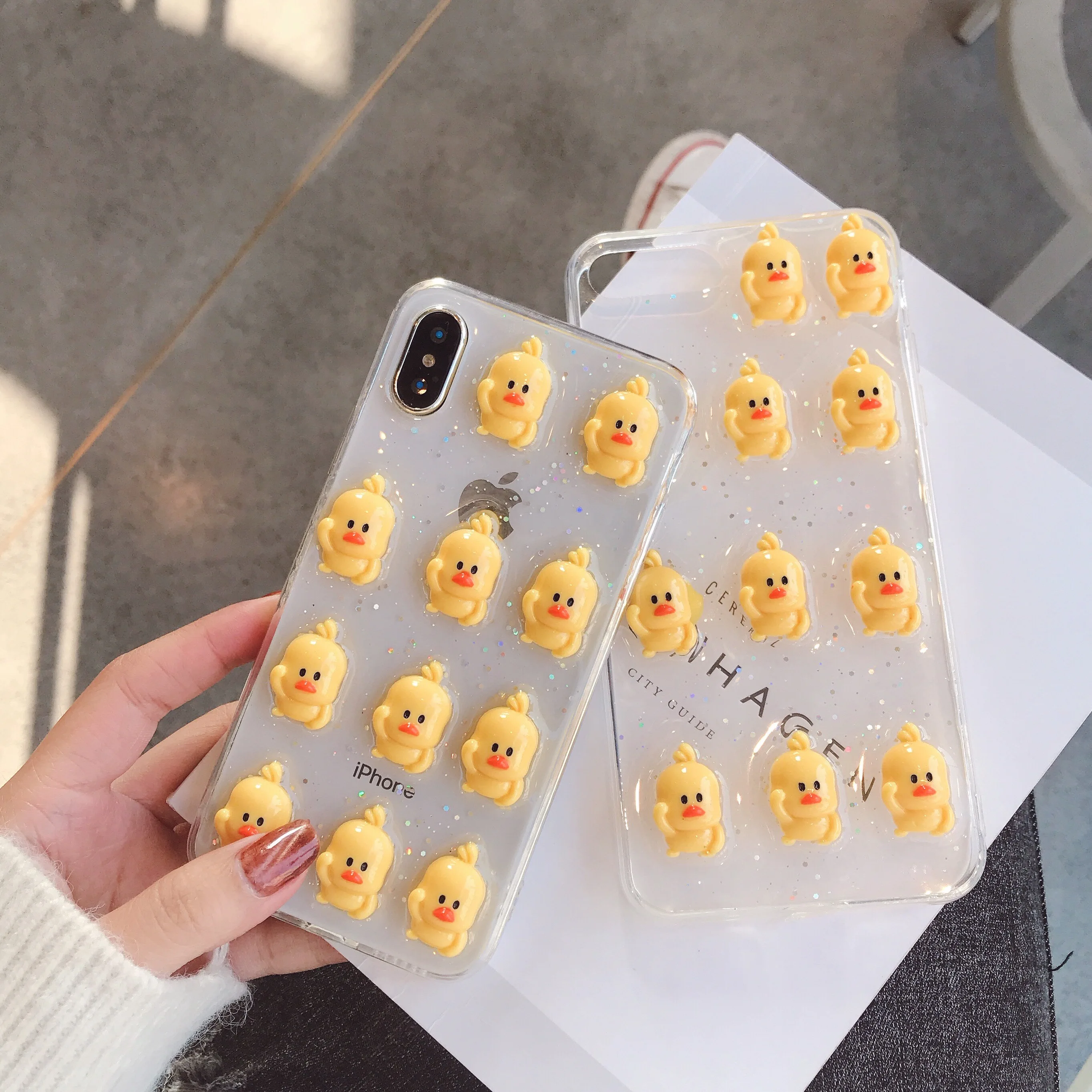 Блестящий чехол для телефона iphone 6 S 7 8 Plus X XS 11 Pro MAX XR 3D милая утка блестки защитная