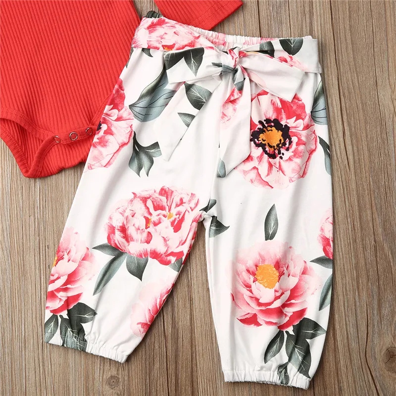 Модные боди с длинными рукавами для новорожденных девочек топы + длинные штаны