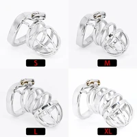 stainless steel cock cage bdsm fetish chastity cage belt device with urethral catheter lockable penis rings male adult sex toys