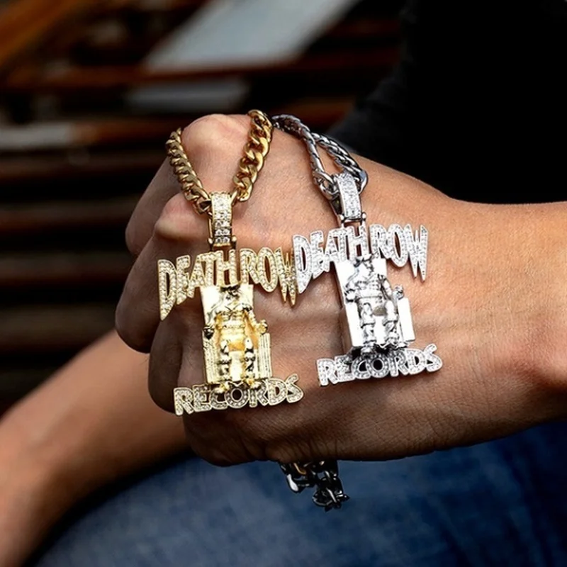 Хип хоп стиль циркон инкрустированные Bling Iced Out Death Row подвески ожерелья для мужчин