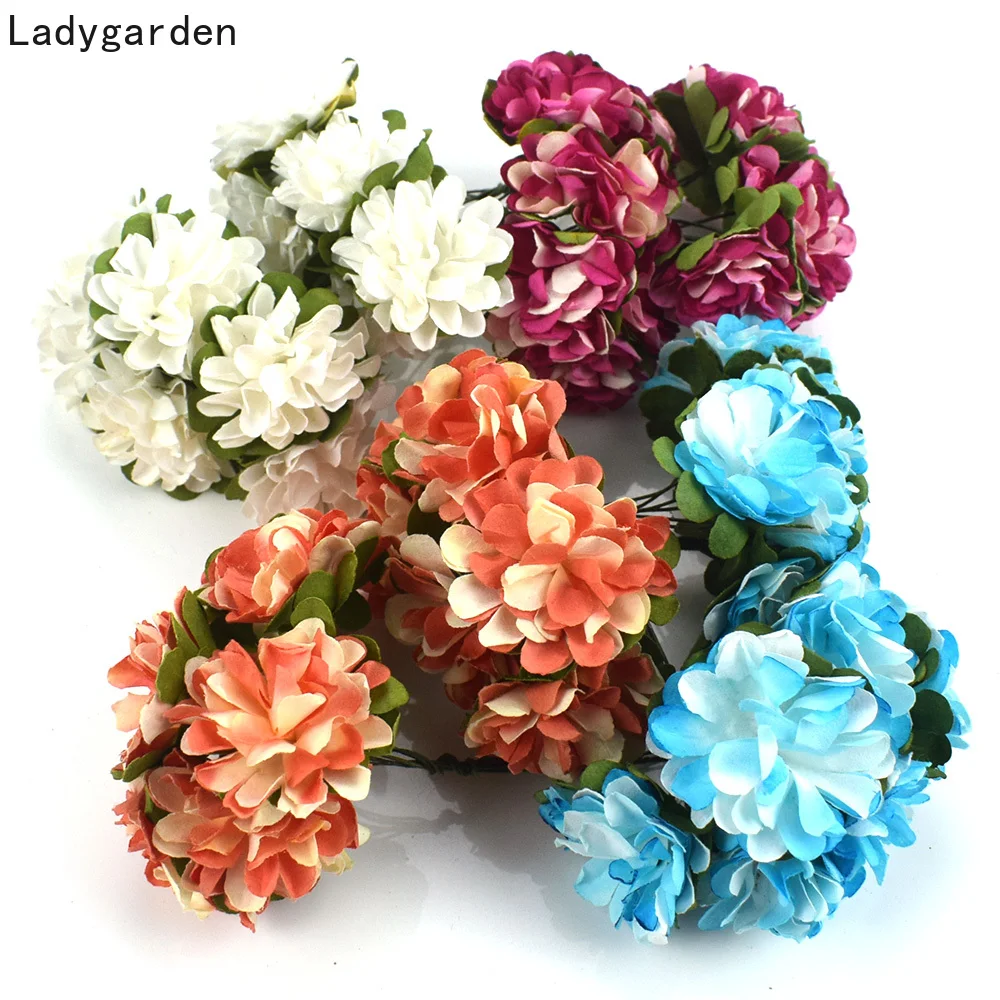 6 шт. 3 см мини Хризантема букет Искусственные цветы украшение для дома аксессуары