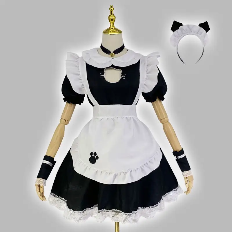 2021 New Women Maid Outfit NEKOPARA Cosplay Chocola Vanilla Cosplay Costumes Full Set Lolita Dress with Accessories Party Dress