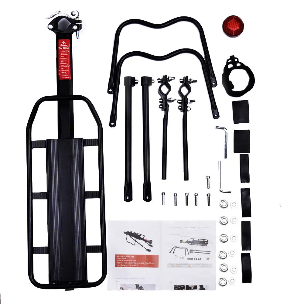 

Bike Rack 50kg Capaciblity Bicycle Quick Release Luggage Cargo Seat Post Pannier Carrier Rear Rack Fender Bicycle Accessories