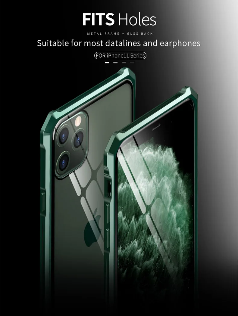 Роскошный металлический корпус для iphone 11 Pro Max, задняя крышка из закаленного стекла для iphone 11 Pro, алюминиевая рамка для iphone 11
