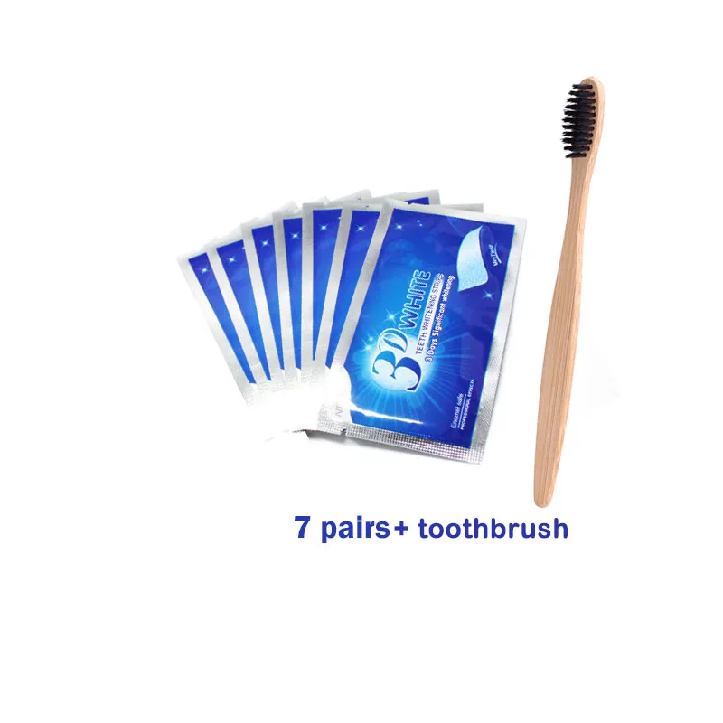 7 pairs with brush 28 шт./14 пар 3D усовершенствованные полоски для отбеливания зубов удаление пятен для гигиены полости рта чистая двойная эластичная полоска для отбеливания зубов - Цвет: 7 pairs with brush