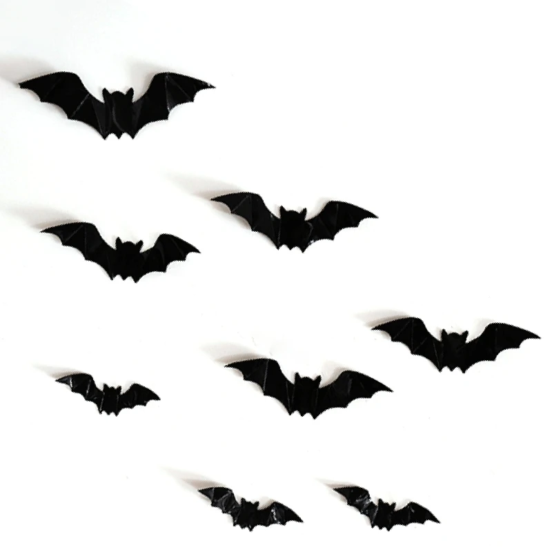 

16pcs/pack Halloween Theme Party Decoration Wall Stickers Scary Horror 3D Bat Stickers Bar Coffee Shop Scene Layout Decor Props