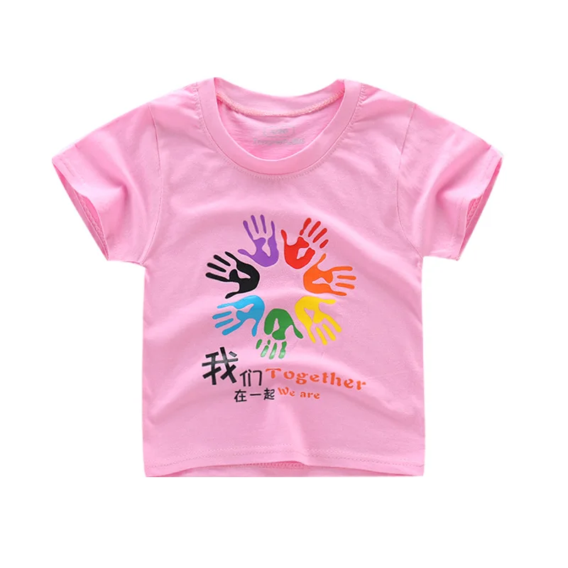 Футболка для маленьких мальчиков и девочек летние повседневные топы с короткими