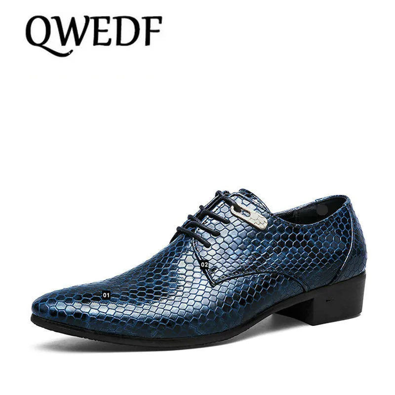 QWEDF/Новые мужские оксфорды из змеиной кожи; повседневные деловые туфли на шнуровке; брендовые Свадебные модельные туфли в горошек; большие размеры ZY-11