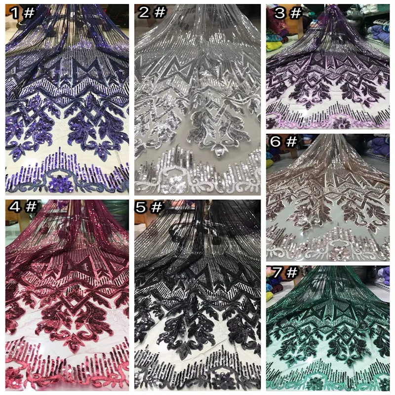 Beautiful Design Sequined Embroidered Mesh Lace Fabric For Women Party Dress African Gold Sequins Guipure Net Material | Дом и сад