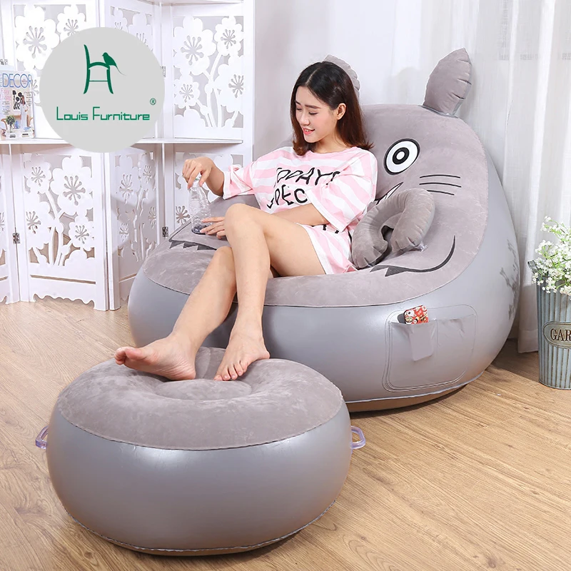 Луи Мода мешок фасоли диваны Тоторо ленивая кровать Одиночная надувная милая