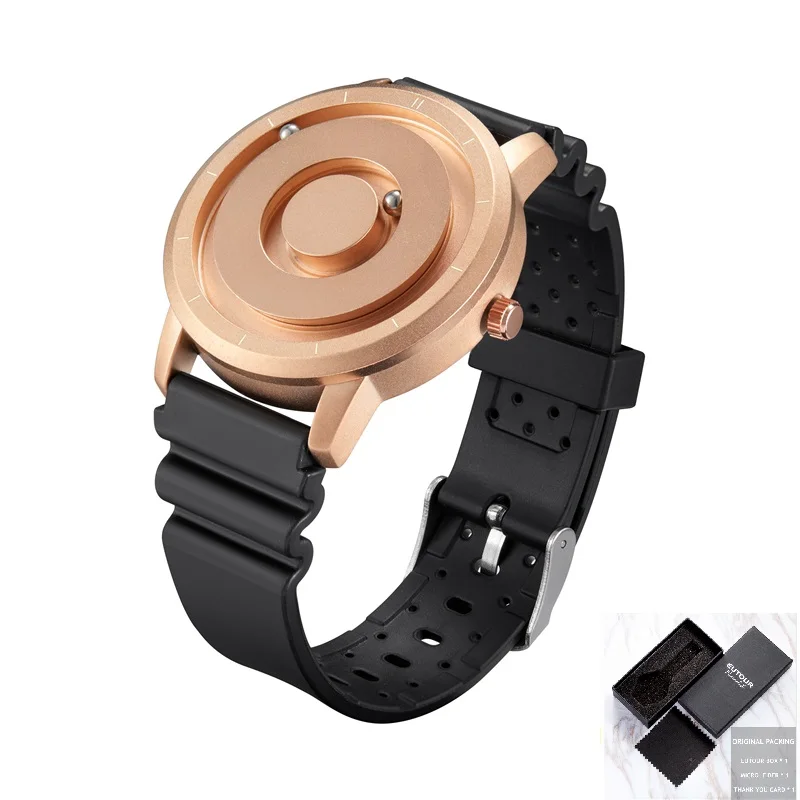 Gold Silicone Eutour красочные часы мужские магнитные шаровые шоу кварцевые наручные часы силиконовые холщовые стальные Ремешок Модные повседневные мужские часы голубое золото - Цвет: Gold Silicone