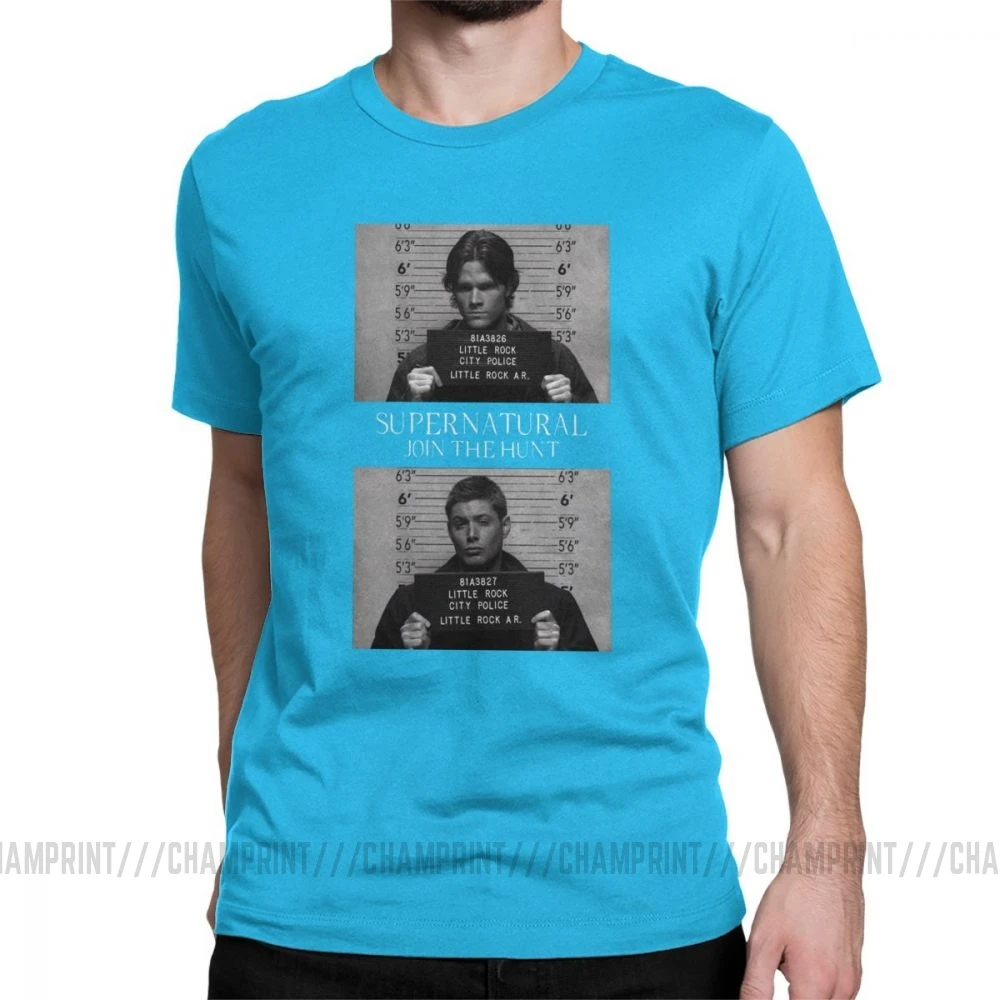 Сверхъестественная футболка Mugshot's Spn Brothers Angel Футболка мужская размера плюс одежда сумасшедшая футболка с круглым вырезом очищенный хлопок - Цвет: Королевский синий