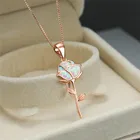 Классическое женское ожерелье с белым опалом, милая цепочка цвета розового золота, Трендовое свадебное ожерелье с цветами для женщин