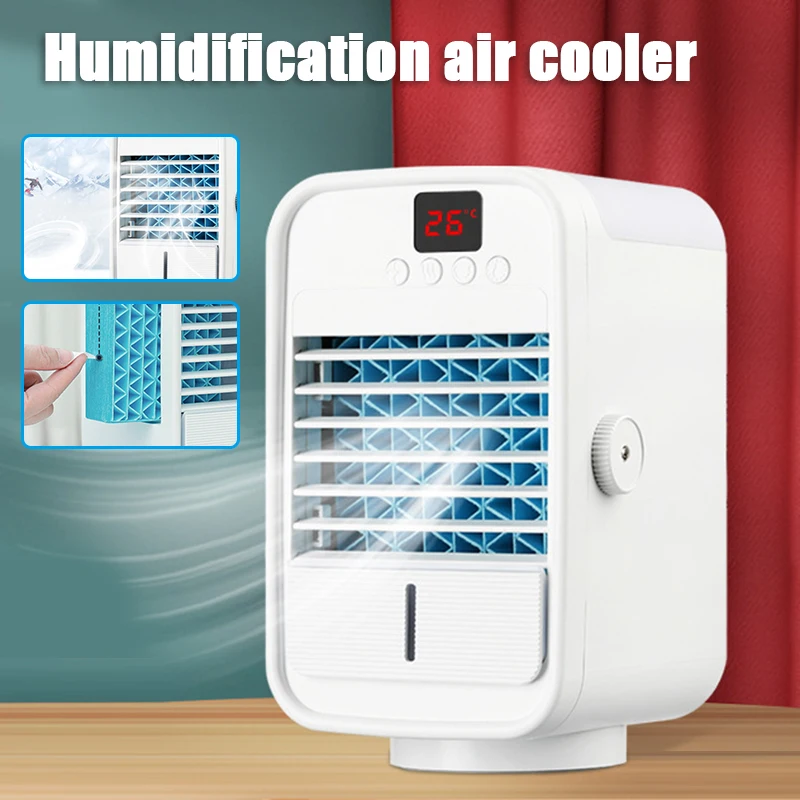 

Мини испарительный воздушный охладитель с светодиодный дисплеем перезаряжаемый портативный Прочный Удобный для домашнего офиса -- M25