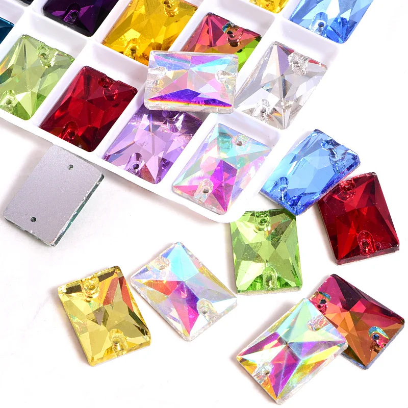 Прямоугольные Стеклянные стразы шьют с плоской задней стороной для пришивания