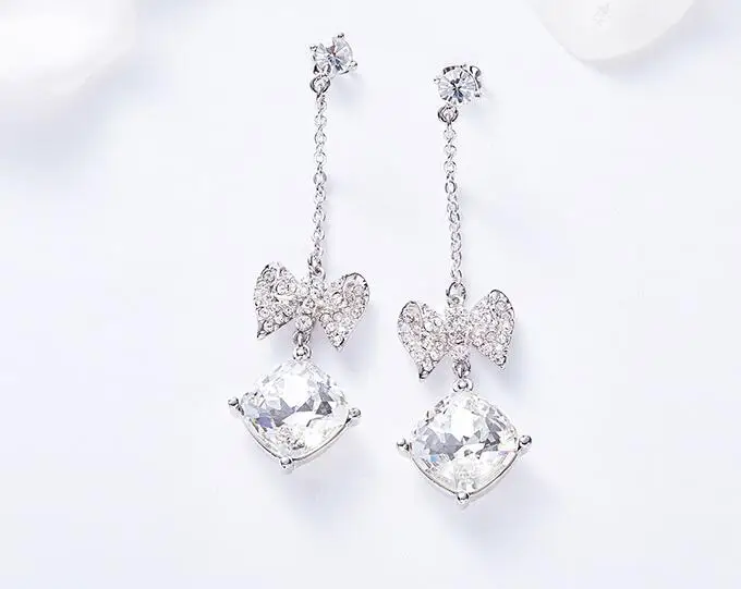 

YGU13 Gift temperament studs inlaid with zircon lady's Pendant S925 Silver Earrings
